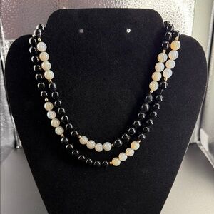 Black and Cream Beaded Layered Necklace - Women Jewelry
